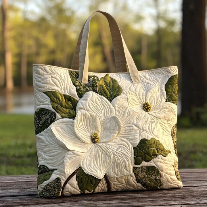 Magnolia – Embroidered Floral Tote Bag