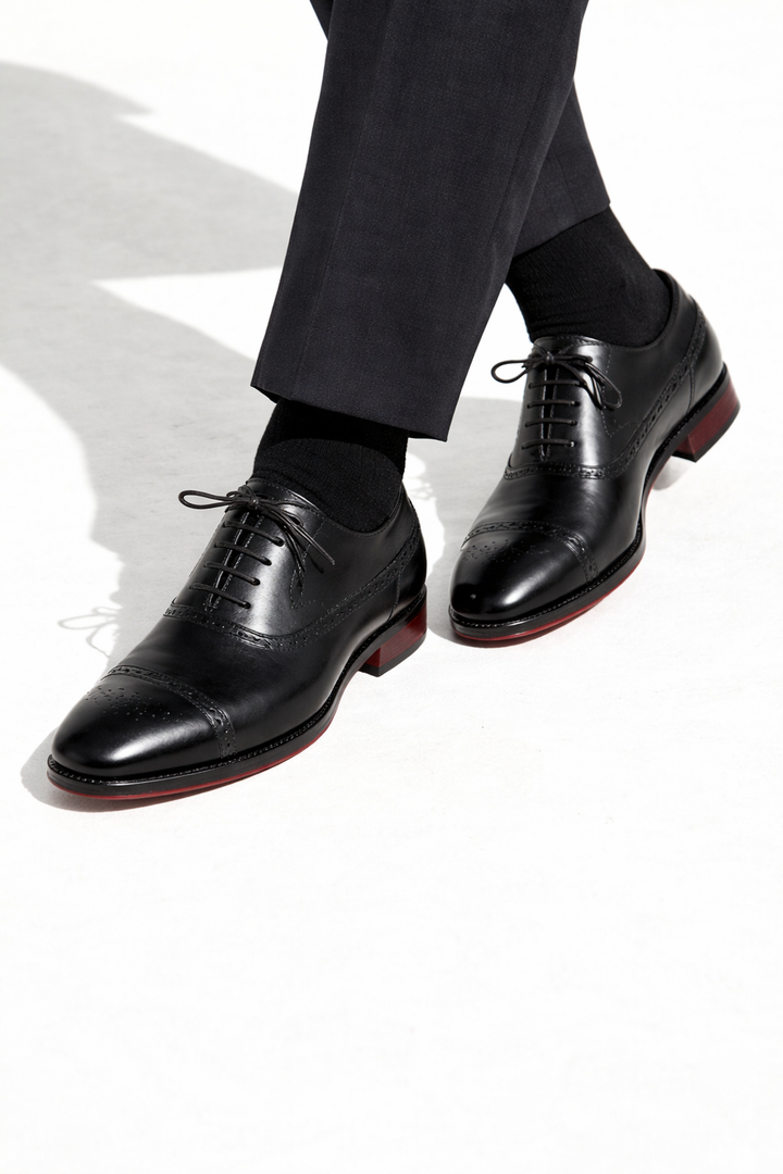 Noir - Rouge Oxford Dress Shoes.