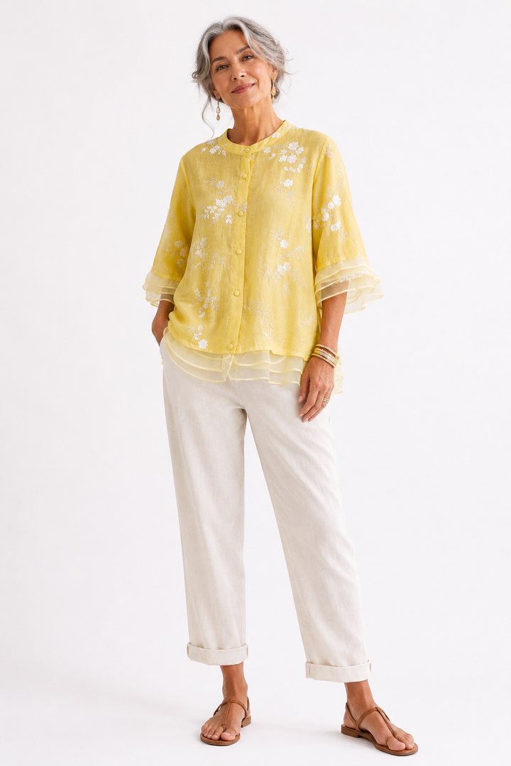 Elara™ | Elegant Floral Embroidered Blouse