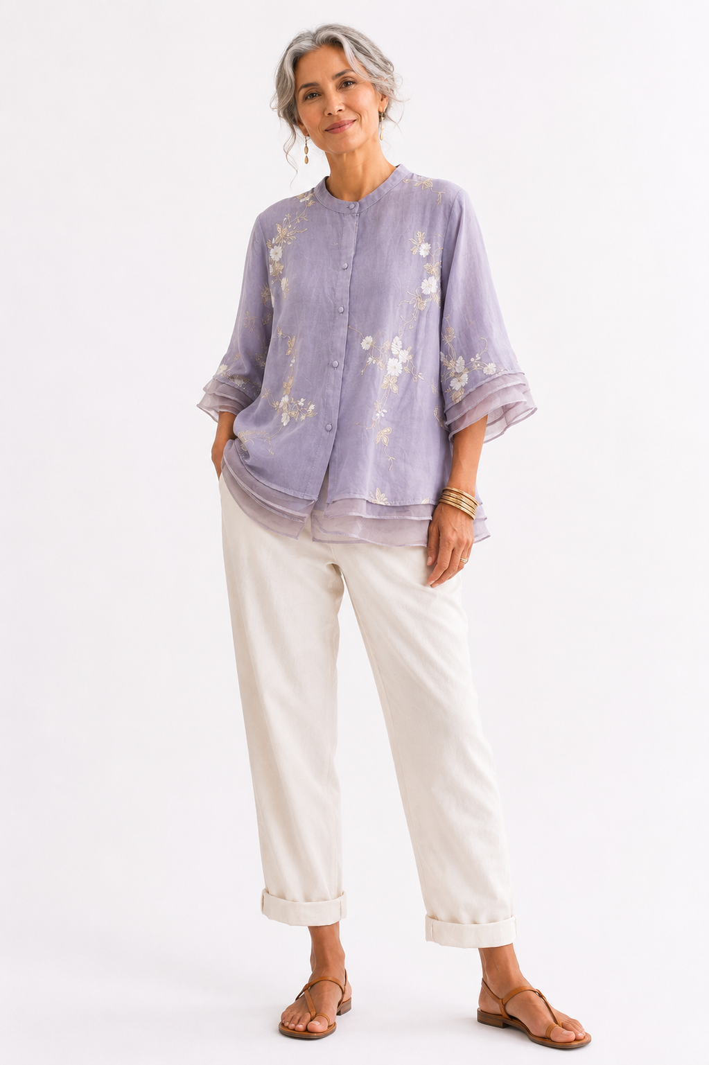Elara™ | Elegant Floral Embroidered Blouse