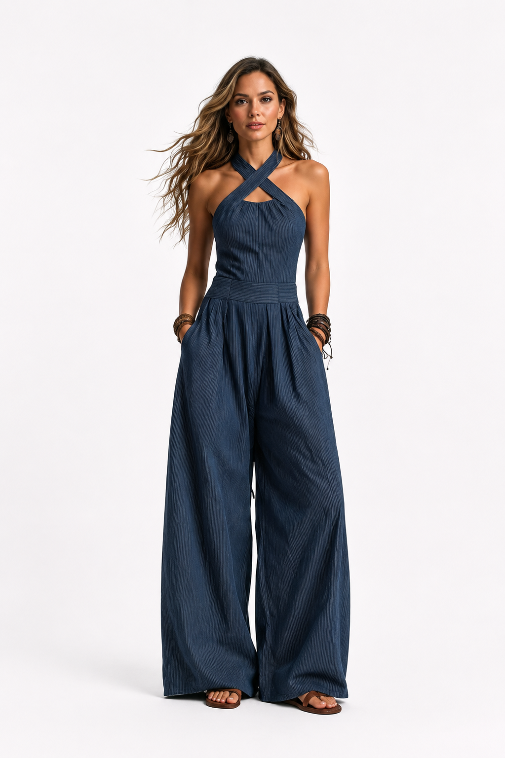 Clara™ – Elegant Cross-Neck Jumpsuit