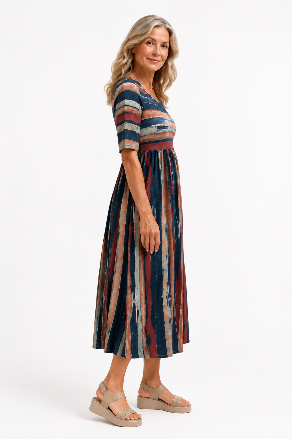 Ellie™ – Maris Striped Midi Dress