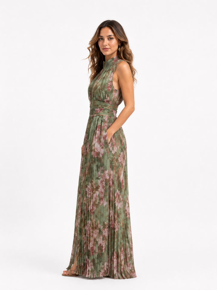 Chantal™ – Vintage Bloom Pleated Dress