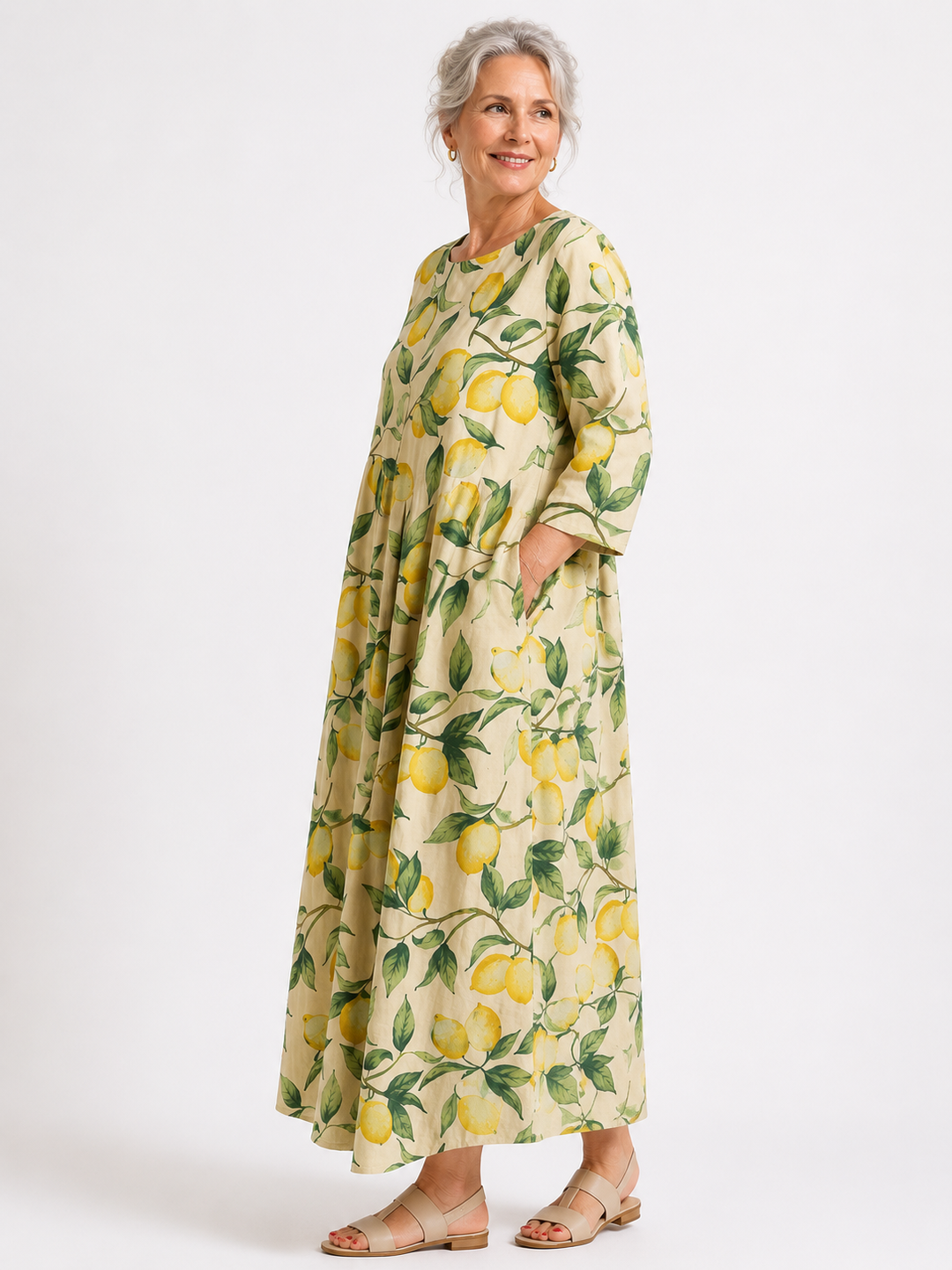 Elowyn™ – Lemon Garden Maxi Dress