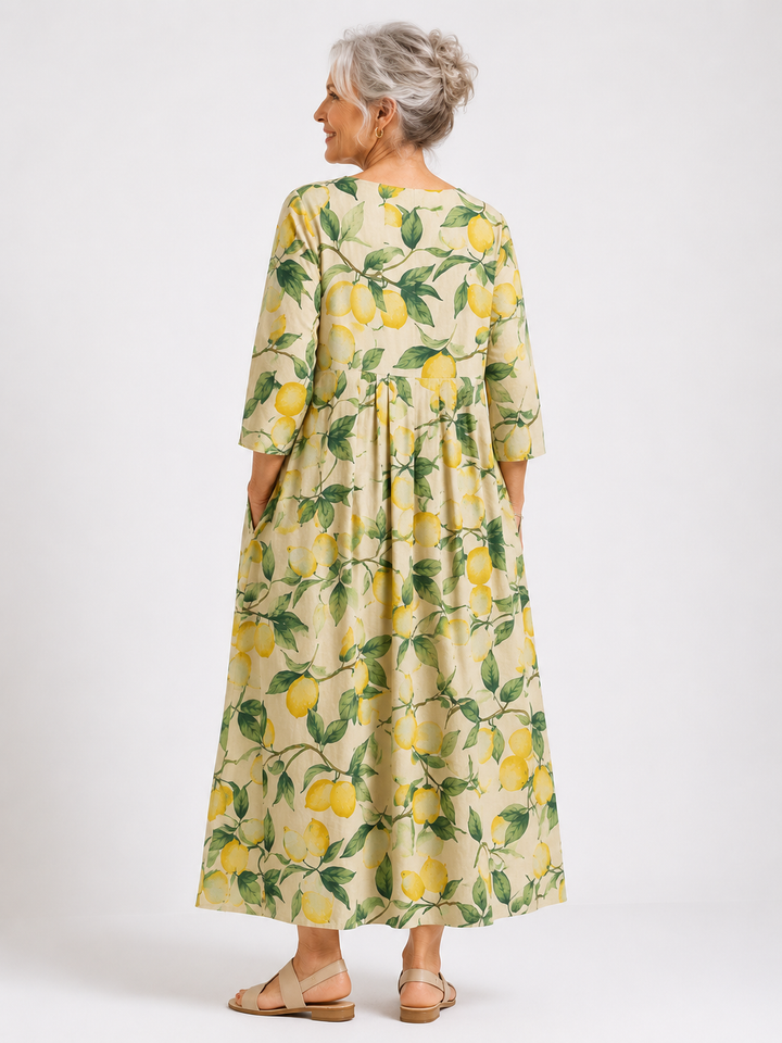 Elowyn™ – Lemon Garden Maxi Dress