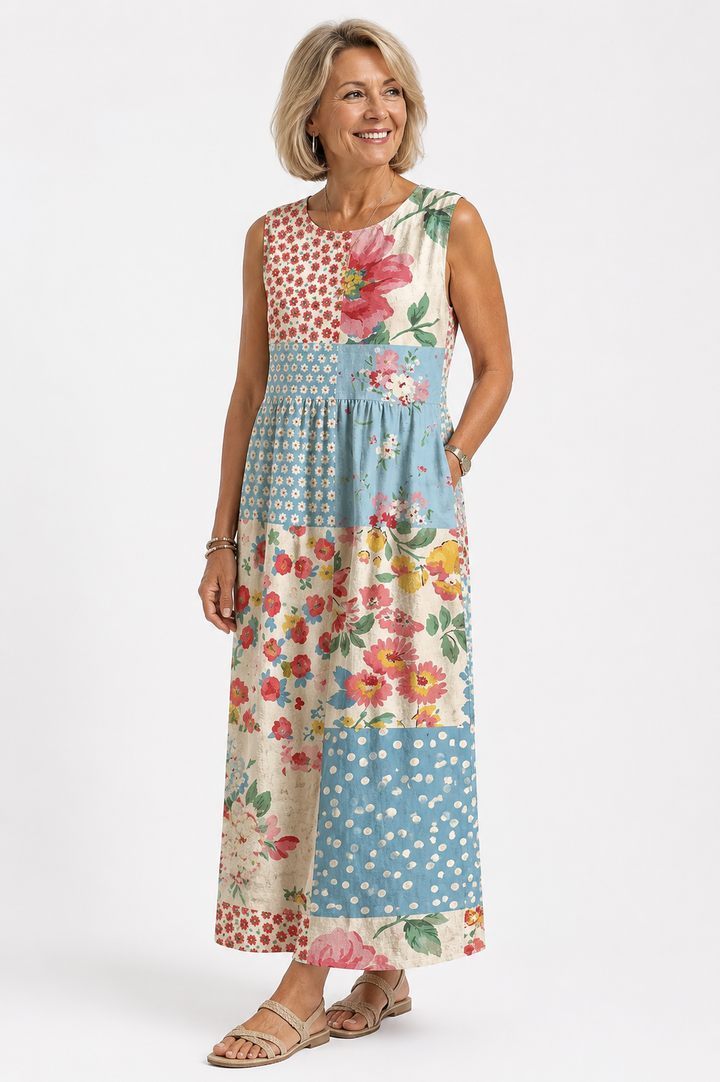 Fenna™ – Patchwork Floral Maxi Dress