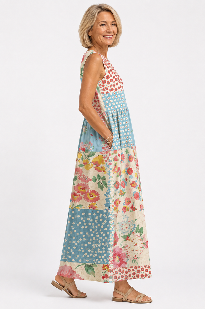 Fenna™ – Patchwork Floral Maxi Dress