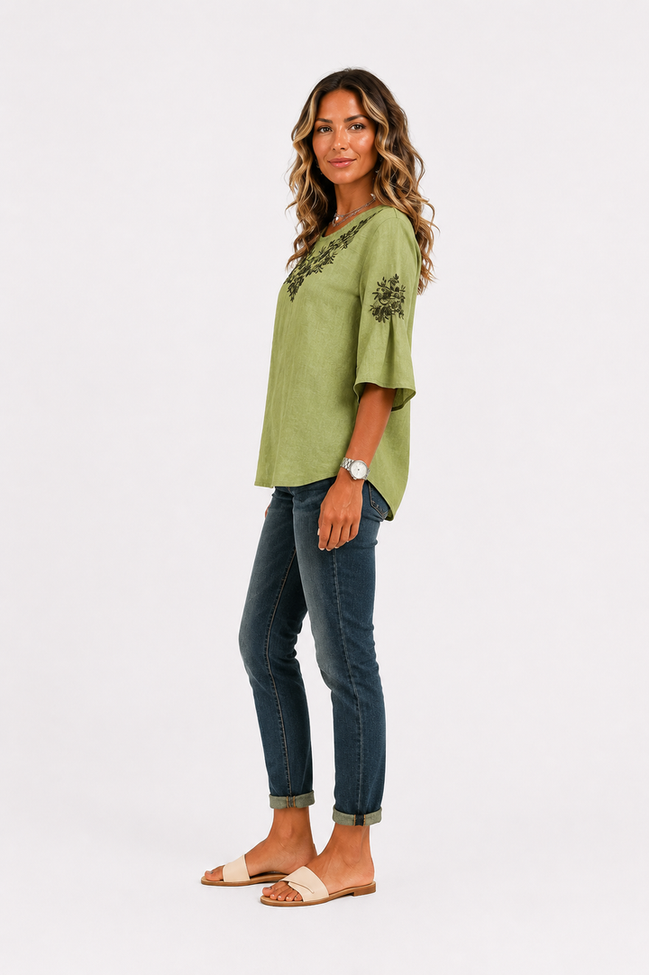 Lina™ – Embroidered Elegance Blouse