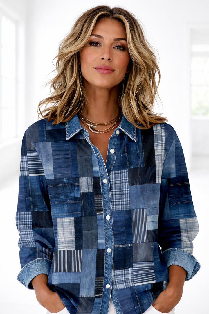 Amelia - Patchwork Denim Shirt