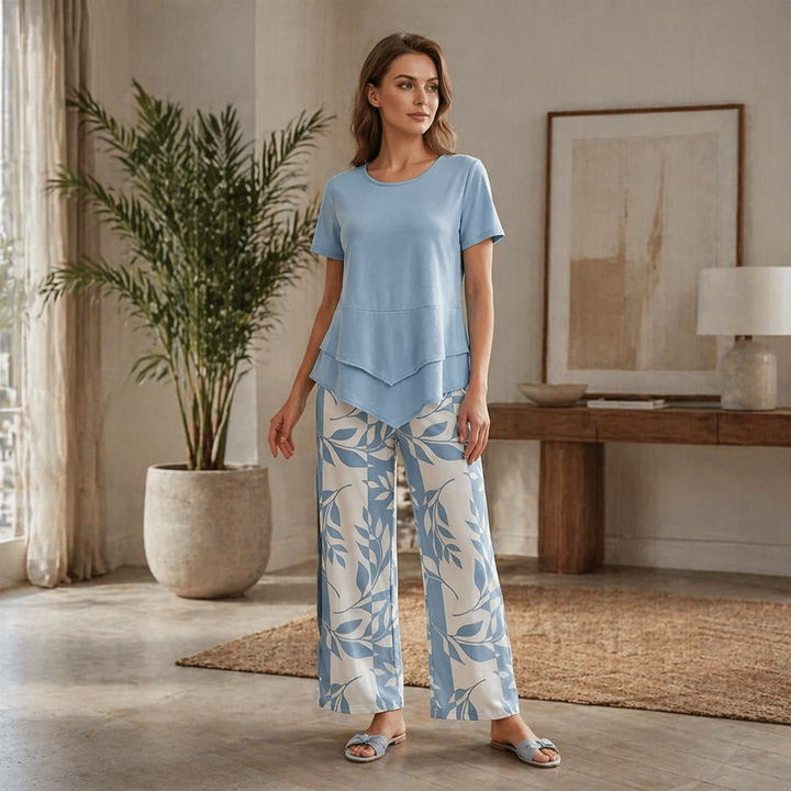 Elise – Elegant Two-Piece Leaf Print Set