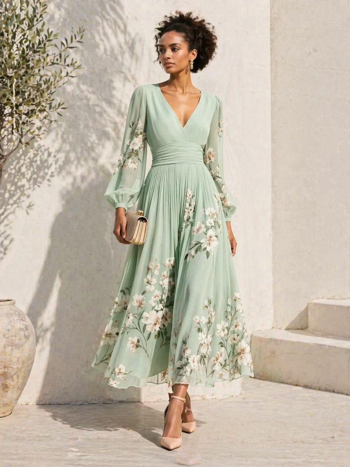 Amber – Elegant Floral Midi Dress