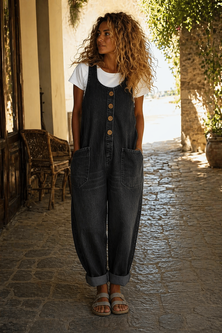 Louise – Casual Denim Overall Jumpsuit