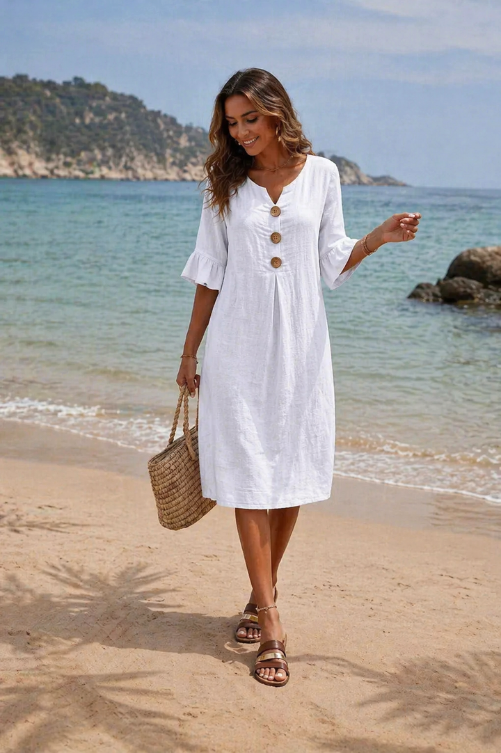 Anita – Elegant Button Detail Summer Dress