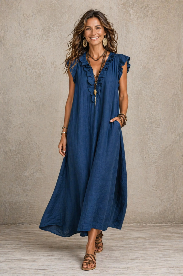 Elise – Elegant Ruffle Detail Maxi Dress