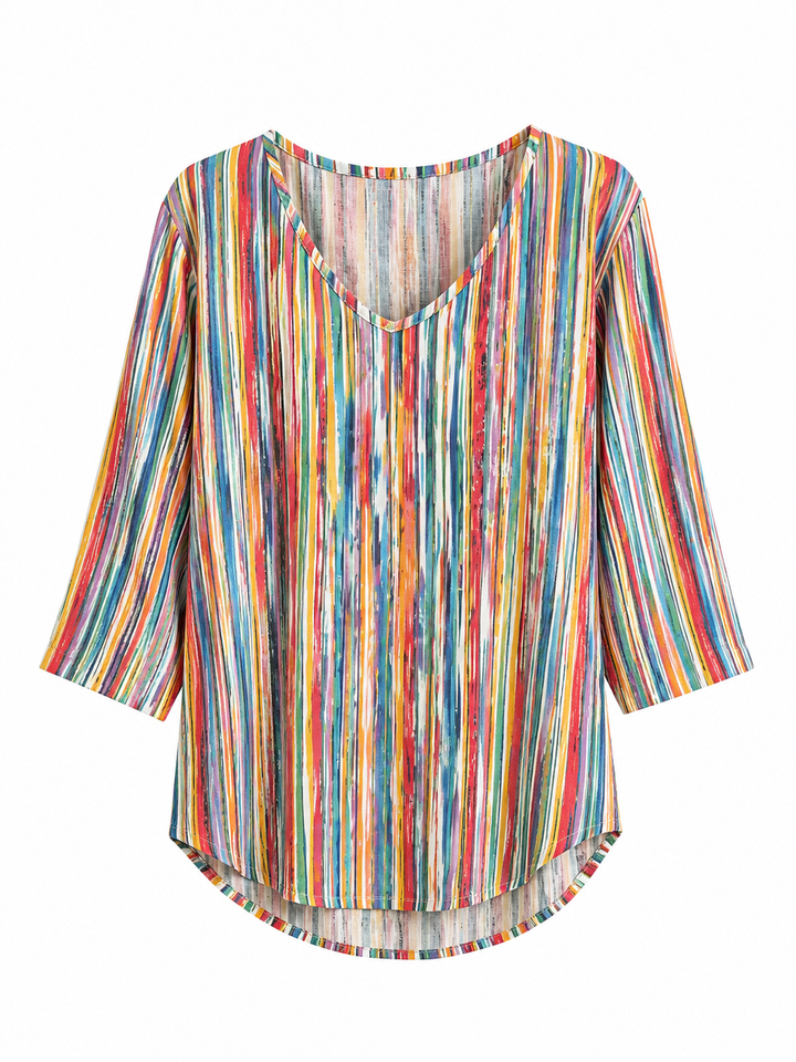 Marilou™ – Colorful Stripe Blouse & Wide-Leg Pants Set