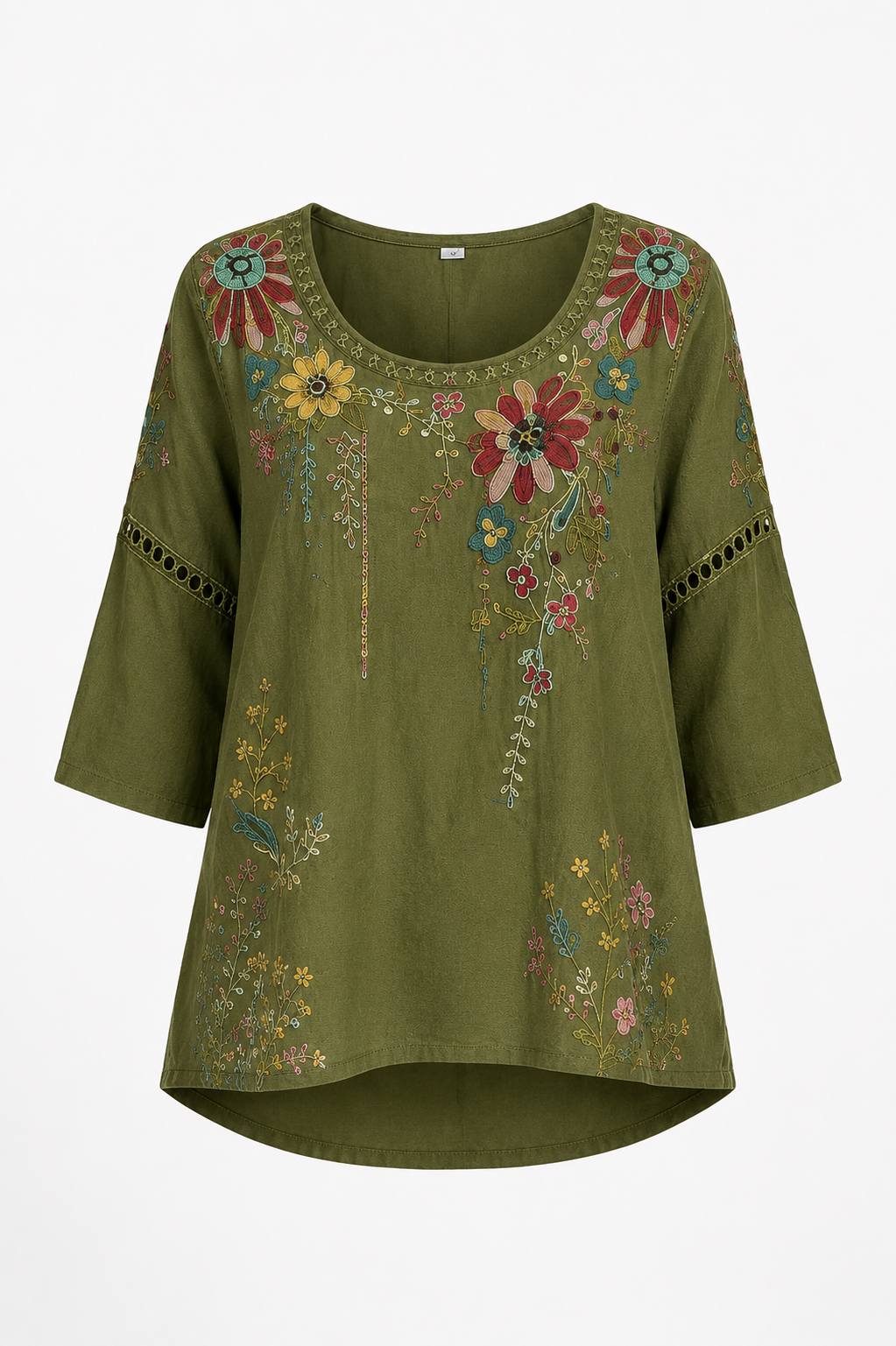 Lindsey™ – Embroidered Floral Blouse & Wide-Leg Pants Set