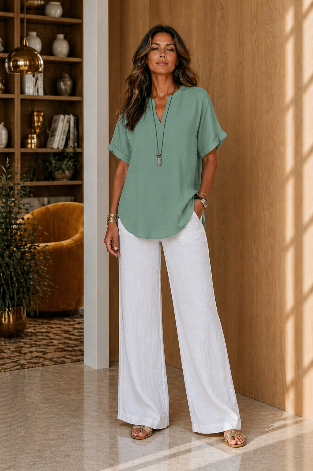 Aria – Elegant Relaxed V-Neck Blouse