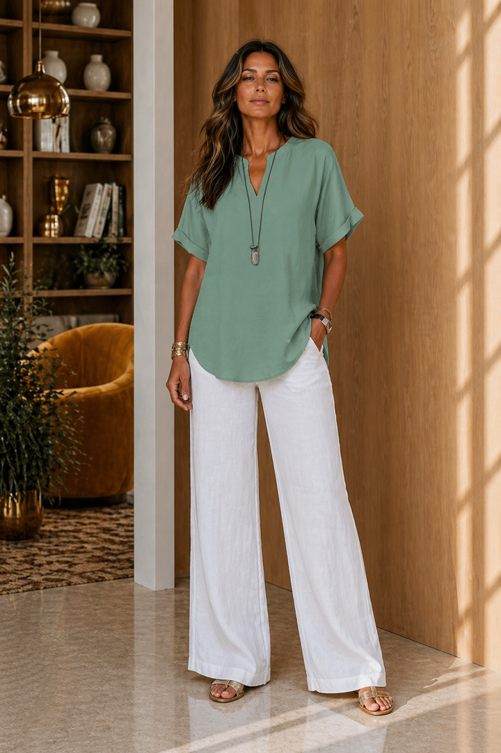 Aria – Elegant Relaxed V-Neck Blouse