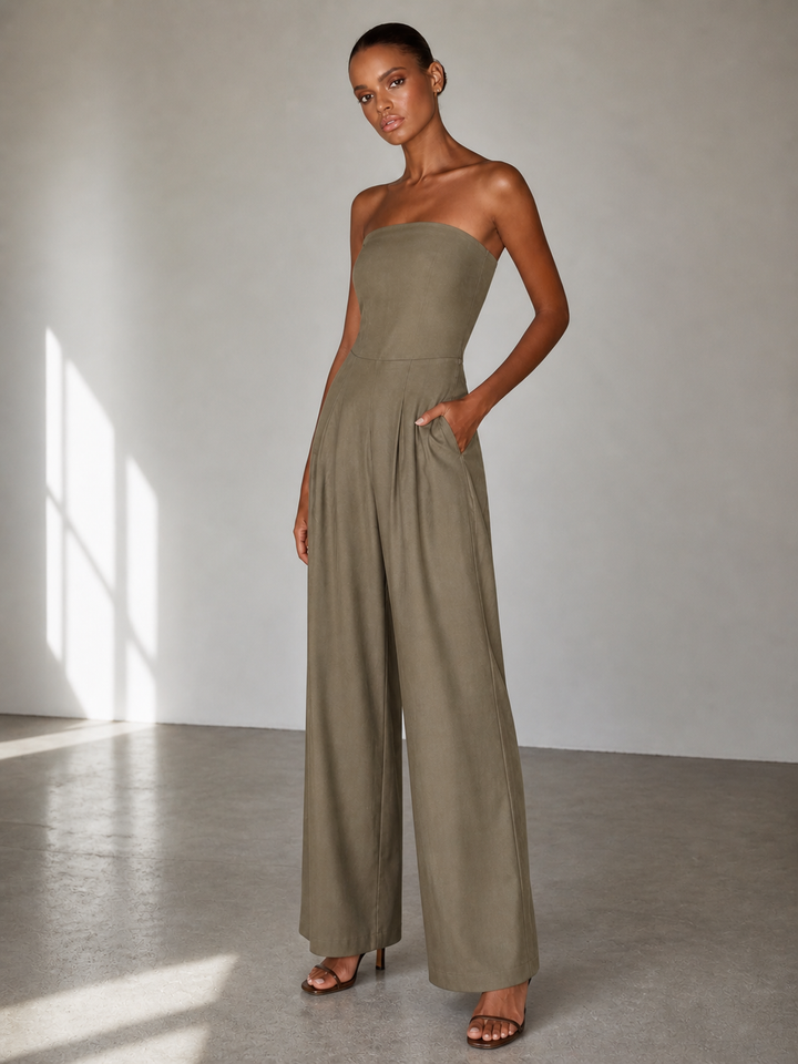 Valerie – Elegant Strapless Wide-Leg Jumpsuit