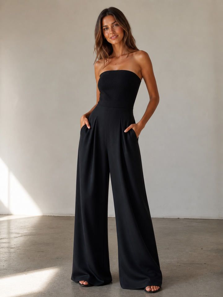 Valerie – Elegant Strapless Wide-Leg Jumpsuit