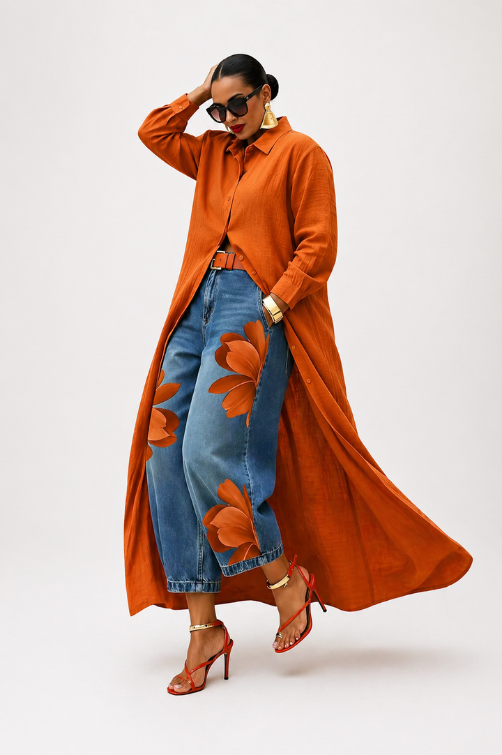 Louise – Elegant Longline Button Shirt