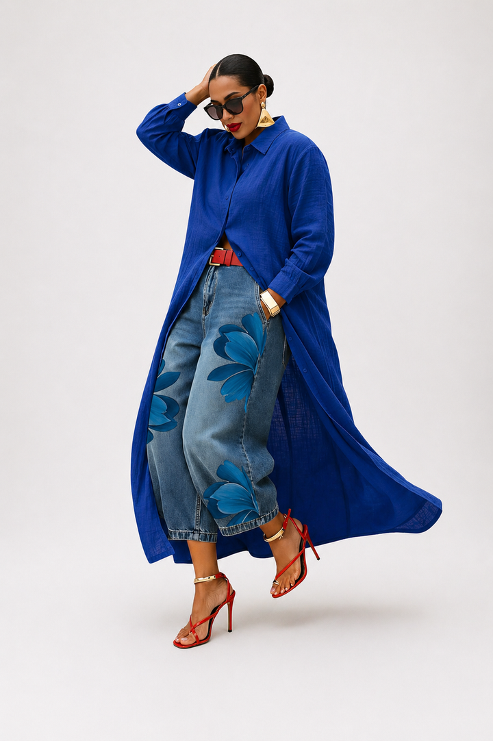 Louise – Elegant Longline Button Shirt