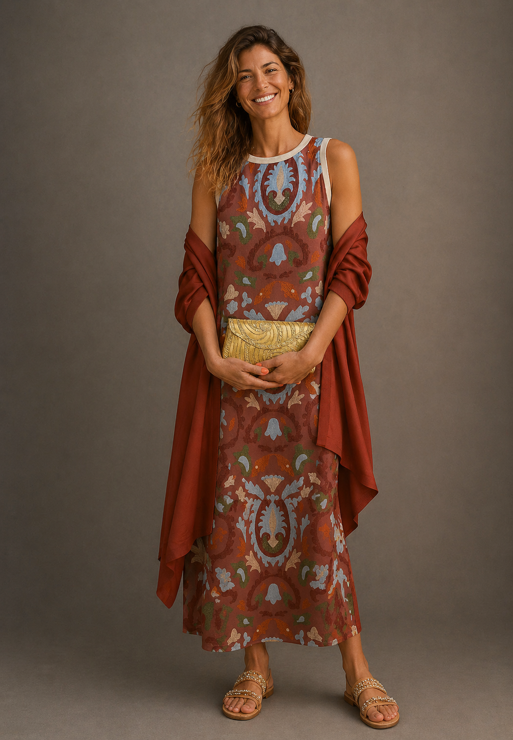 Linsey – Elegant Artistic Print Maxi Dress