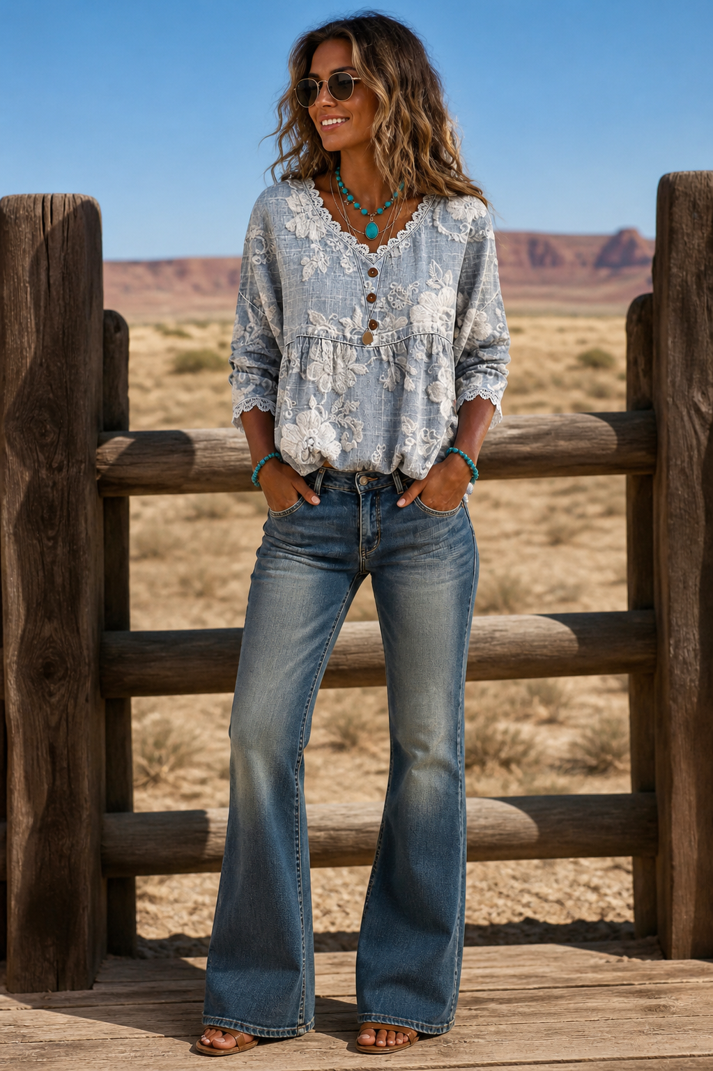 Elara – Boho Floral Lace Blouse