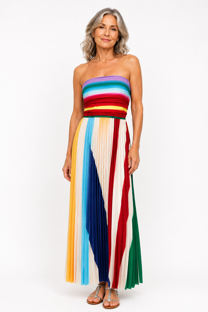 Sylvia™ – Vibrant Pleated Maxi Dress