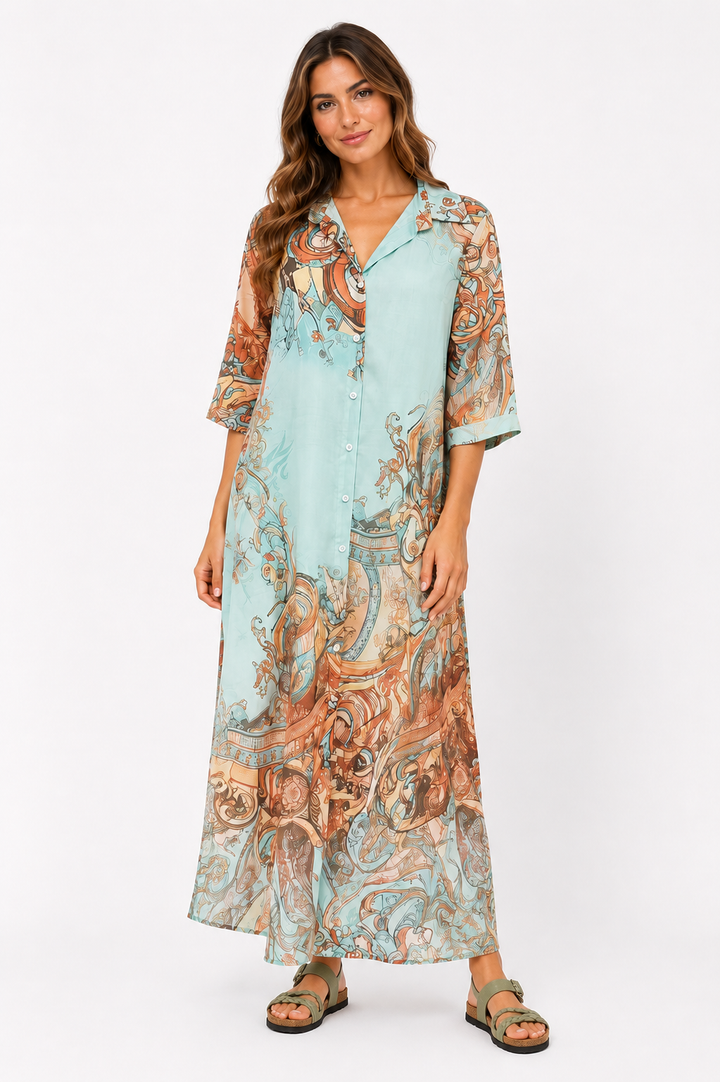 Aveline™ | Artistic Flow Shirt Dress