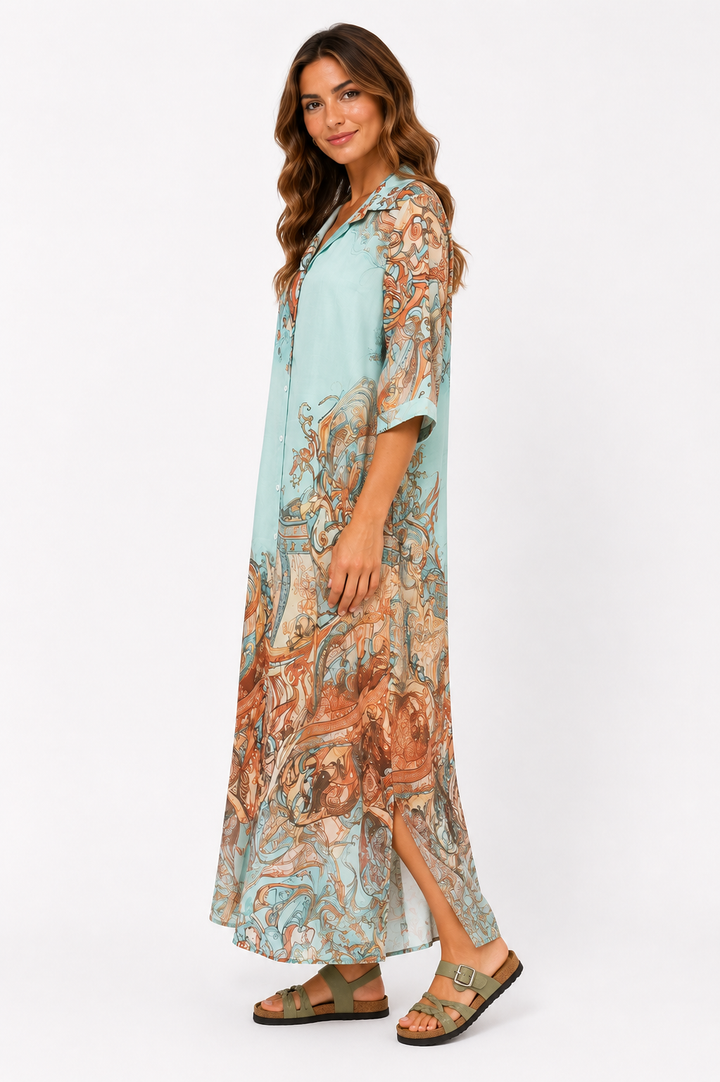 Aveline™ | Artistic Flow Shirt Dress