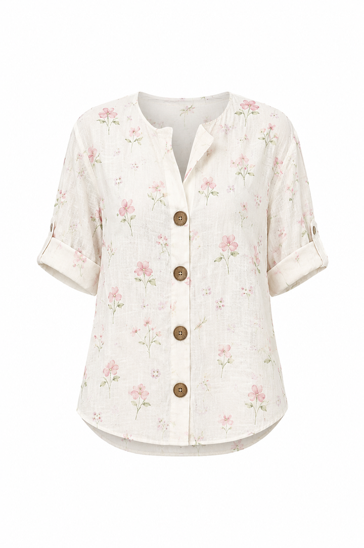 Elara™ | Delicate Floral Button Blouse