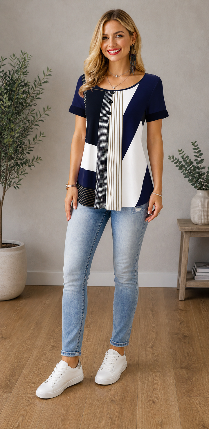 Lidia – Modern Geometric Blouse