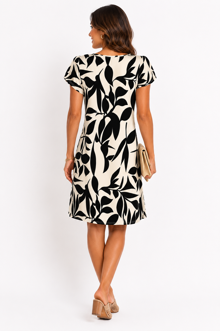 Dina™ | Elegant Botanical Print Dress