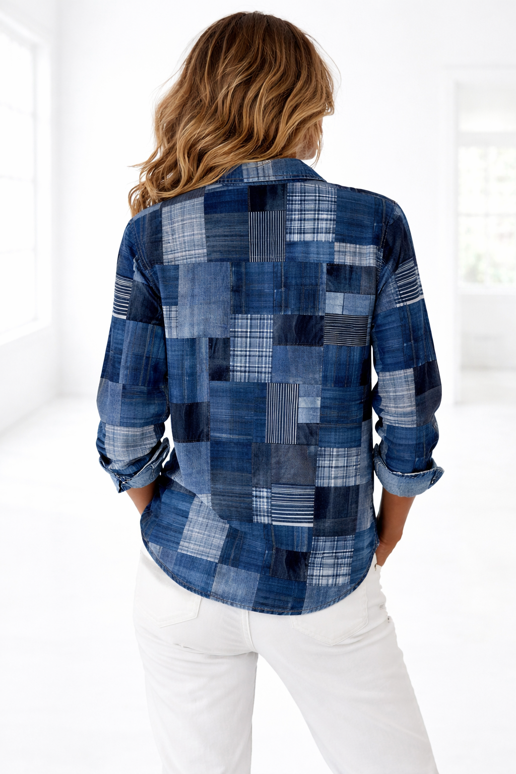 Amelia - Patchwork Denim Shirt