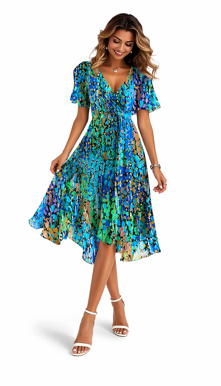 Livia – Elegant Floral V-Neck Dress
