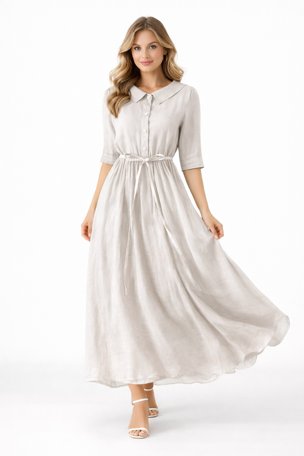 Clara – Elegant Button Midi Dress