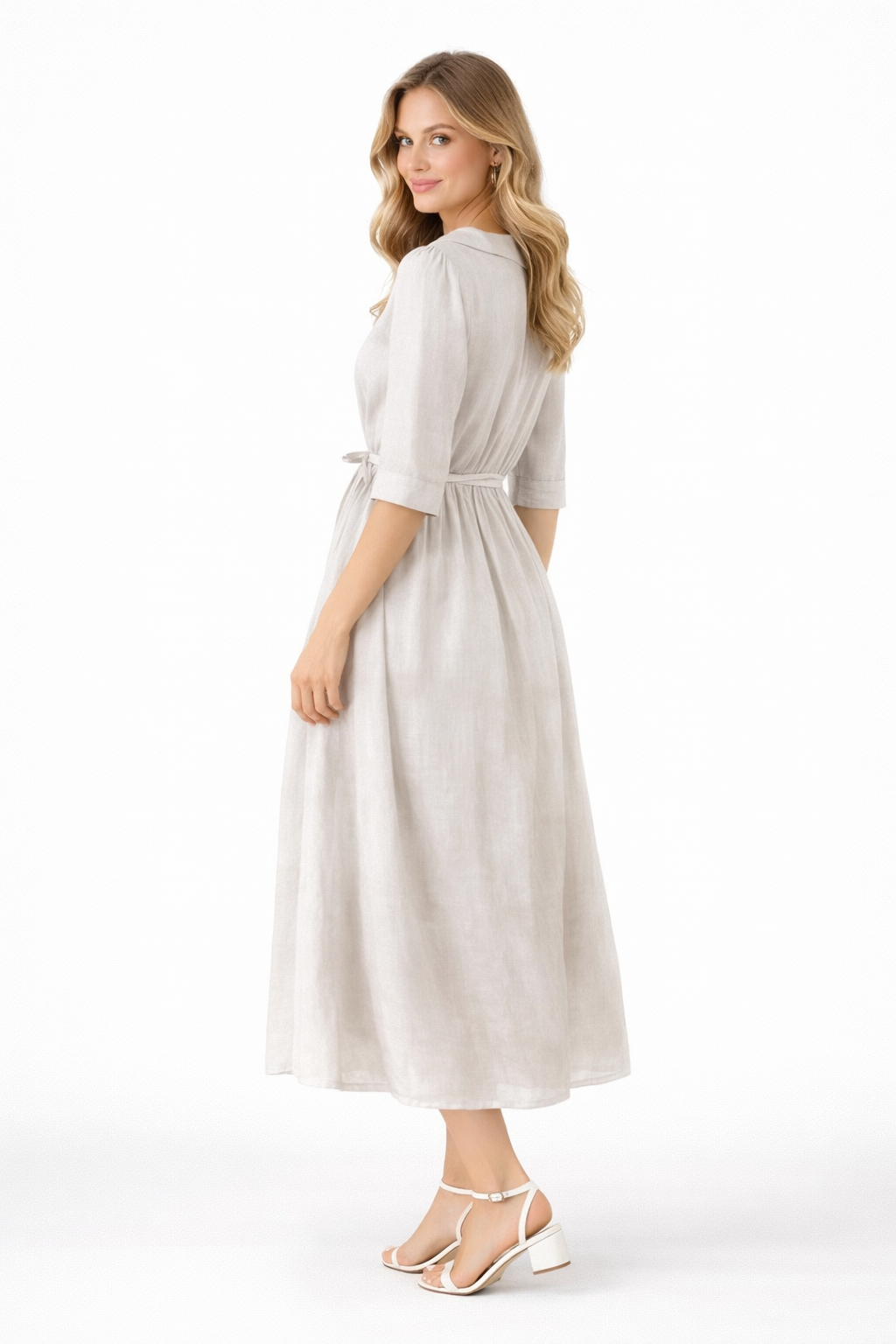Clara – Elegant Button Midi Dress
