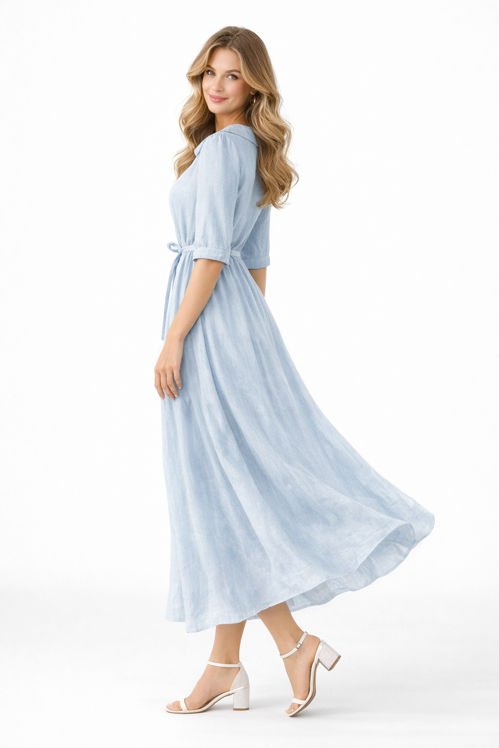 Clara – Elegant Button Midi Dress