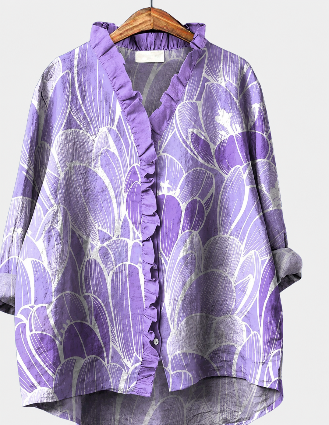 Solène™ – Floral Ruffle Collar Blouse