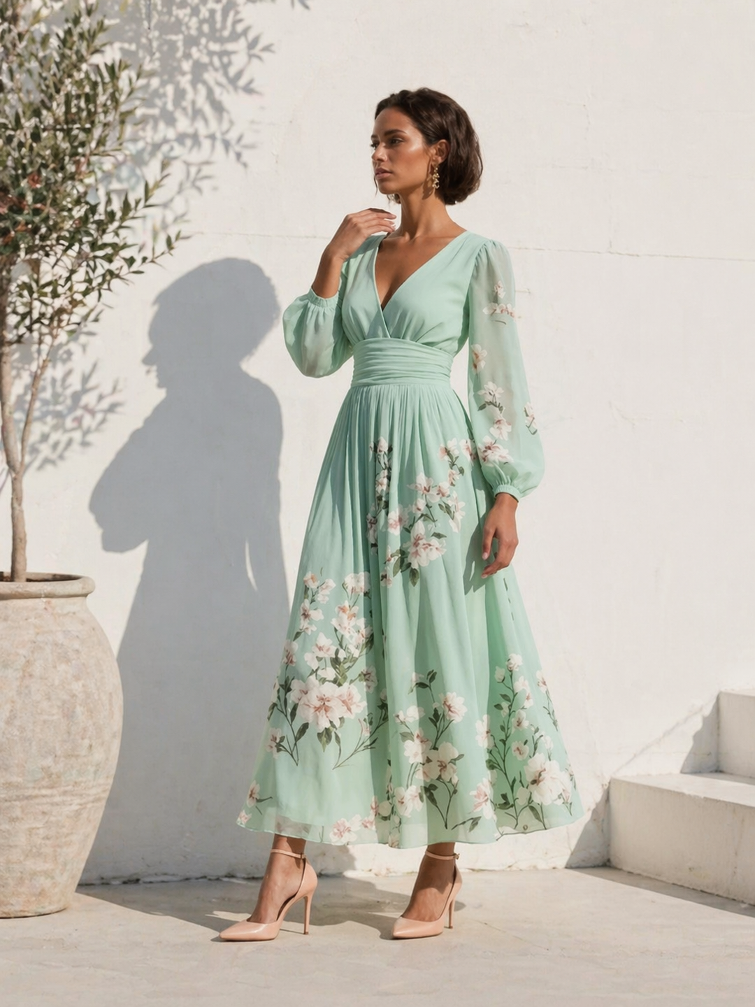 Amber – Elegant Floral Midi Dress