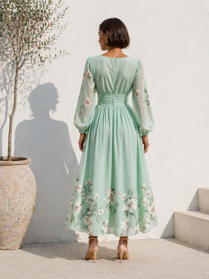 Amber – Elegant Floral Midi Dress