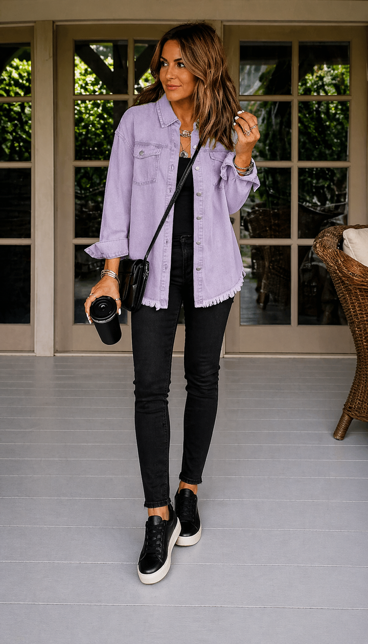 Mila – Black Denim Shirt Jacket