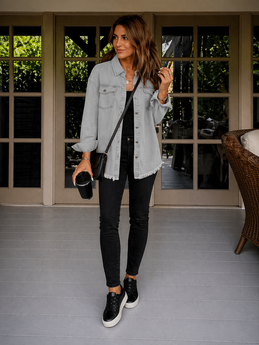 Mila – Black Denim Shirt Jacket