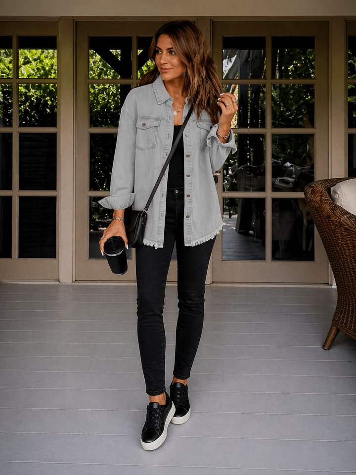 Mila – Black Denim Shirt Jacket