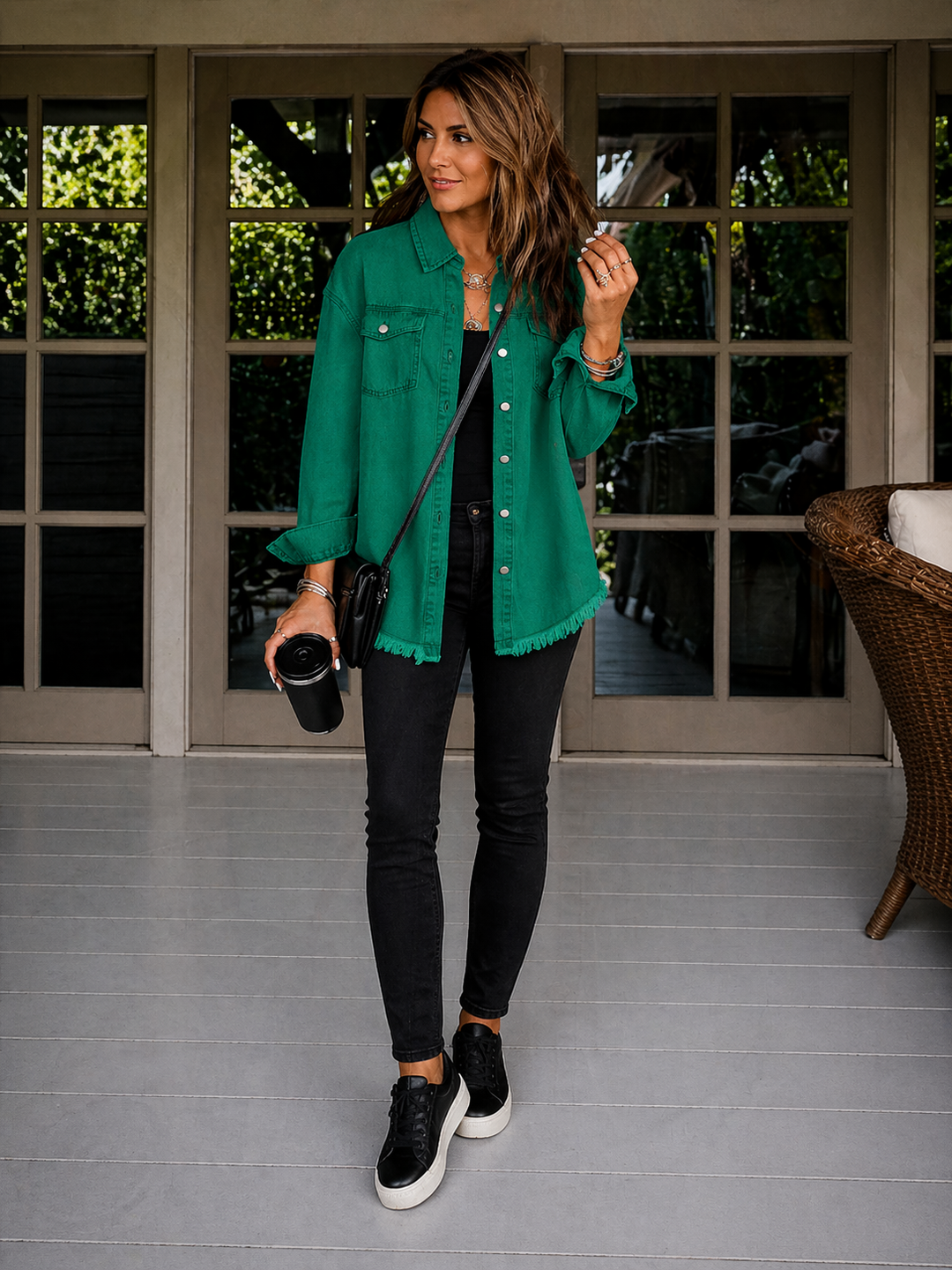 Mila – Black Denim Shirt Jacket