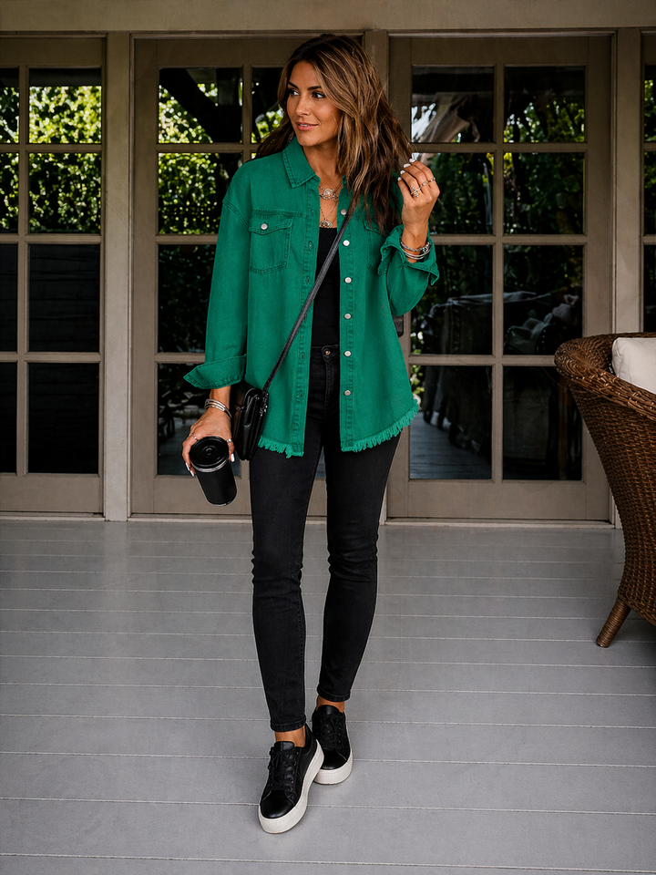 Mila – Black Denim Shirt Jacket