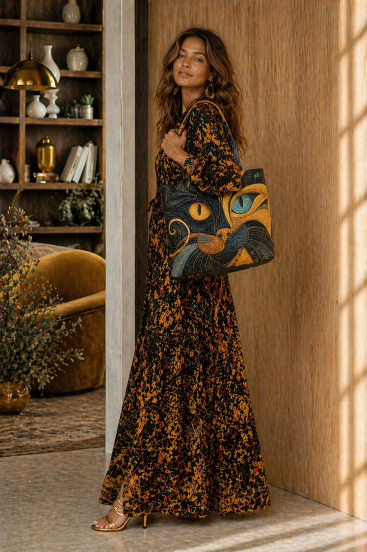 Noiré – Artistic Cat Quilted Tote Bag