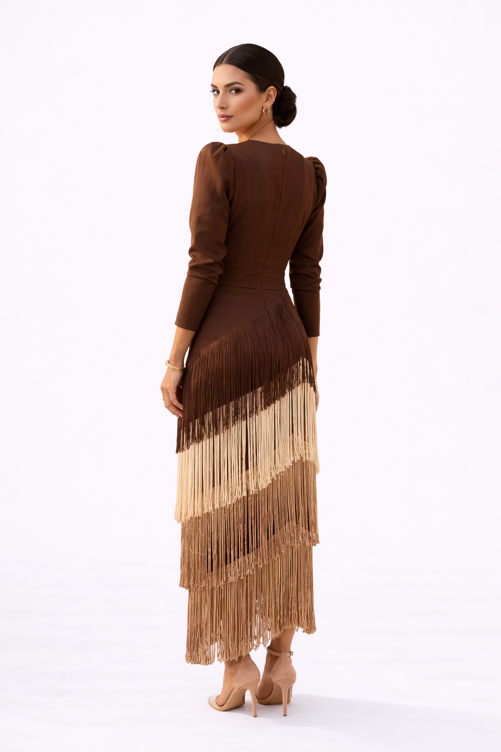 Liana – Elegant Fringe Midi Dress
