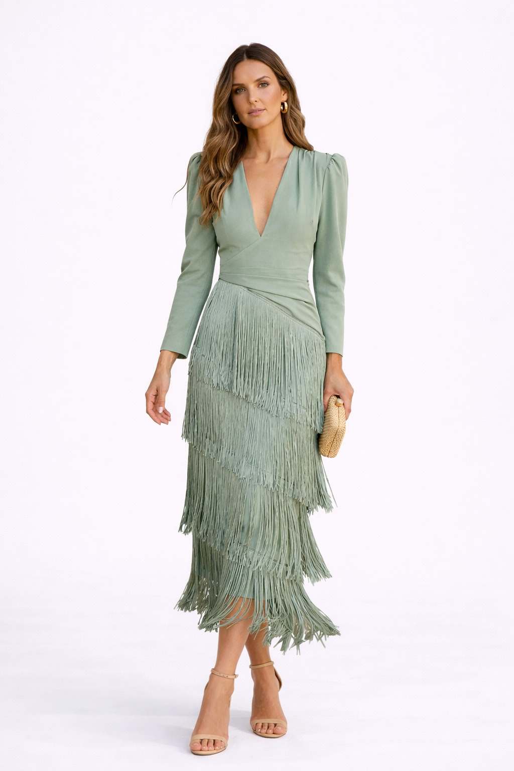 Liana – Elegant Fringe Midi Dress